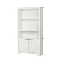 South Shore – Bibliothèque à 3 tablettes avec portes, blanc pur, collection Vito (10328)-Trois espaces de rangement ouverts séparés par deux tablettes ajustables