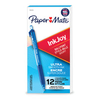 Paper Mate − Stylo à bille rétractables InkJoy 300RT − pointe moyenne de 1,0 mm − bleu − paquet de 12-Le système d’écriture InkJoy commence rapidement sans traîner, nécessite une pression minimale de la part de la main et permet d’obtenir des lignes nettes et précises chaque fois