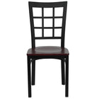 Flash Furniture - Chaise de restaurant de la série HERCULES en métal noir à dossier fenêtre - siège en bois d'acajou-Ensemble de 2 chaises de salle à manger en métal