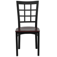 Flash Furniture - Chaise de restaurant de la série HERCULES en métal noir à dossier fenêtre - siège en bois d'acajou-Ensemble de 2 chaises de salle à manger en métal