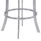 Armen Living - Prinz 66 cm Tabouret pivotant métal Simili Cuir Gris-Tabouret de bar rembourré avec dossier courbé, repose-pieds inclus