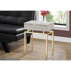 Monarch Specialties - 3463 Table D'Appoint - 24 po H/Marbre Beige/Metal Or-Un grand tiroir avec une poignée simple et discrète