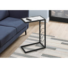 Monarch Specialties - 3300 Table D'Appoint - 25 po H/Faux Marbre Blanc/Metal Noir-Dimensions du produit: 25,25 po H x 10,25 po L x 18,25 po L