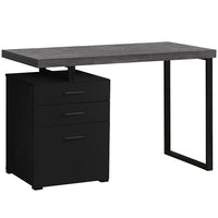Monarch Specialties - 7411 Bureau 48 po L - Noir/Dessus Gris Cote Gauche Ou Droite-Un bureau d'ordinateur moderne de 48 pouces de long dans un style moderne, avec une configuration réversible pour une installation à gauche ou à droite, parfait pour créer un espace de travail fonctionnel dans votre bureau à domicile.