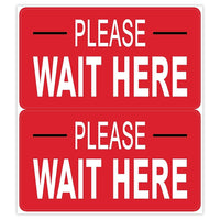 Eddie’s Hang-Up Display Ltd. - Décalcomanie de sol Please Wait Here, vinyle, 12 x 6 po, anglais-Distanciation sociale - Veuillez attendre ici