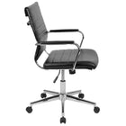 Flash Furniture Chaise De Bureau Pivotante Exécutive Nervurée Leathersoft-Noir (BT20595M1BK)-Conception à mi-dossier avec barre de cintre au dos