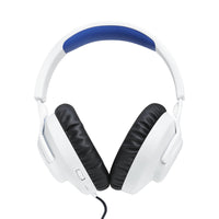 JBL - Quantum 100P Console Casque de jeu filaire supra-auriculaire pour Playstation - Blanc/Blue-Le bandeau léger et les coussinets d'oreille en mousse à mémoire de forme ont été conçus pour les sessions de jeu les plus longues