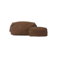 Bugatti - Gift Giving Ensemble de 2 trousses de toilettes - Marron-Fait de cuir végétalien à grain de galet