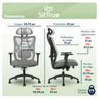 Serta - Fauteuil ergonomique en maille à haut dossier Sit Ture Ridgefield - 28 3/4 po l x 29 po P x 48 1/4 po à 52 po H - Gris-Accoudoirs à hauteur réglable