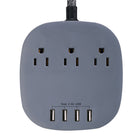 Basic Tech Rallonge électrique multiprise - 4 ports USB and 3 prises CA-Comprend un cordon tressé de 3 pi