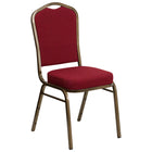 Flash Furniture – Chaise banquet empilable à dossier couronne, siège de 2,5 po, doré, tissu bourgogne (FDC01GV3169)-Capacité de poids de 500 lb
