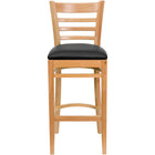 Flash Furniture – Tabouret de bar/restaurant HERCULES en bois naturel, dossier à traverses horizontales, assise en vinyle noir-Tabouret de bar en bois