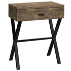 Monarch Specialties - 3450 Table D'Appoint - 24 po H/Faux Bois Brun/Metal Noir-Cette table d'appoint brune est finie dans un aspect bois récupéré avec une luxueuse base en métal noir