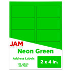 JAM Paper - Étiquette d'adresse laser/jet d'encre - 2 po x 4 po - Vert fluo fluo - Paquet de 120-Emballage anglais seulement