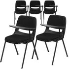 Flash Furniture - Chaise coquille ergonomique rembourrée noire avec accoudoir-tablette rabattable pour gauchers-Bureau de taille compacte