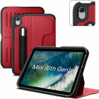 Étui folio avec support magnétique Zugu pour iPad mini 7e génération (A17 Pro) et iPad mini 6e génération 8,3" (2021) - Rouge (Cerise)-Couverture folio magnetique en rouge (cerise)