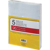 Tablettes de papier, 8 3/8 po x 10 7/8, quadrillé, blanc, 96 feuilles, paq./5-Enlèvement facile et net des feuilles