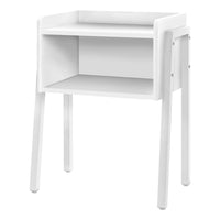 Monarch Specialties - 3594 Table D'Appoint - 23 po H/Blanc/Metal Blanc-Table d'appoint rectangulaire à 2 niveaux dans un fini blanc avec un dessus de table de style plateau avec des bords surélevés sur les côtés et à l'arrière, des bords avant arrondis et 1 compartiment de rangement