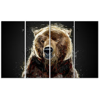 Designart – Tableau sur toile, Ours brun, 4 panneaux (PT2301-271)-Imprimé