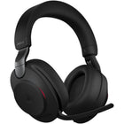 Jabra Evolve2 85, Link 380a, casque stéréo UC avec support - Noir-Matériau : Bandeau en mousse ultra souple recouvert de similicuir aux couleurs assorties, coussin d'oreille en mousse audio souple recouvert de similicuir aux couleurs assorties