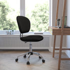 Flash Furniture - Fauteuil fonctionnel H-2376-F-BK-GG en mailles, sans accoudoirs, dossier mi-dos, noir-Réglage pneumatique de la hauteur du siège
