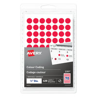 Avery - Étiquettes à codage couleur amovibles écrire, 1/2po, rouge, paquet de 420-Étiquettes avec des couleurs vives pour identifiez facilement des objet