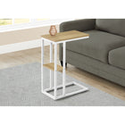 Monarch Specialties - 3677 Table D'Appoint - 25 po H/Naturel/Metal Blanc-Comprend un dessus table rectangulaire fini faux bois naturel et un cadre en metal blanc avec une petite etagere secondaire
