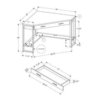 Monarch Specialties - 7503 Bureau 42 po - Noir/En Coin Dessus Gris/Noir-Assemblage requis: des instructions illustrées et tout le matériel sont fournis pour plus de commodité (des outils supplémentaires peuvent être nécessaires)