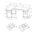 Monarch Specialties - 7255 Bureau 80 po - Taupe Fonce Cote Droit Ou Gauche-La configuration réversible permet d'installer le côté du bureau avec rangement à gauche ou à droite.