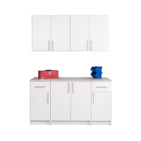 Prepac Ensemble de rangement B Élite de 64 po - 5 pièces, blanc-L’ensemble B comprend : 2 armoires sur plancher de 16 po (BED-1636), 1 armoire sur plancher de 32 po (BEB-3236), 2 armoires murales hautes de 30 po (BEW-3230)
