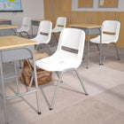Flash Furniture - Chaise coquille ergonomique et empilable de la série HERCULES, couleur blanc avec cadre gris-Garantie à vie limitée sur le cadre