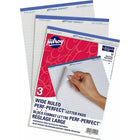 Hilroy - Bloc-notes avec perforations, 8-1/2 po x 11 po, réglage large, blanc, 50 feuilles, paq./3-Chaque page des blocs Hilroy est fini avec des bords parfaitement droits