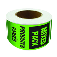 SPC - Étiquette " Produits Variés " - 3po x5po - Vert Fluorescent/Noir - 500/rouleau-500/rouleau