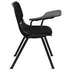 Flash Furniture - Chaise coquille ergonomique rembourrée noire avec accoudoir-tablette rabattable pour droitiers-Capacité de poids de 880 lb