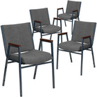 Flash Furniture – Chaise empilable robuste à revêtement vert et rembourrage de 3 po Hercules, avec accoudoirs, 4/pqt-Ensemble de 4 chaises empilables polyvalentes
