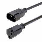 StarTech - Cordon d’extension d’alimentation 3 pi 18 AWG - Noir-Le câble d'extension d'alimentation CA 18 AWG avec connecteurs IEC 60320 C14 vers NEMA 5-15R convient aux postes de travail/bureaux à domicile