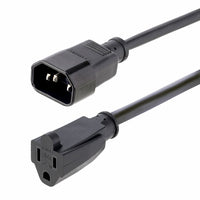StarTech - Cordon d’extension d’alimentation 3 pi 18 AWG - Noir-Le câble d'extension d'alimentation CA 18 AWG avec connecteurs IEC 60320 C14 vers NEMA 5-15R convient aux postes de travail/bureaux à domicile