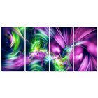 Designart – Art contemporain imprimé sur toile, éclat vert et violet, 4 panneaux, (PT3061-271)-Impression