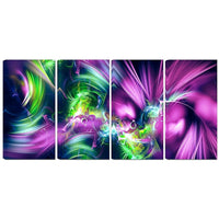 Designart – Art contemporain imprimé sur toile, éclat vert et violet, 4 panneaux, (PT3061-271)-Impression
