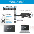 ShoppingAll - Support pour double écran et ordinateur portable entièrement réglable - Noir-Les bras peuvent s'incliner de +90° à -85°, pivoter de ±90° et effectuer une rotation de 360°, ce qui permet de positionner votre moniteur en mode paysage ou portrait.