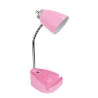 LimeLights -Lampe de bureau organisateur à col de cygne de 18 1/2 po avec support et port USB - Rose-Lampe de bureau à col de cygne avec support pour tablette et port USB