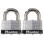 Cadenas Master Lock en acier laminé avec armure de 38 mm, type A à clé, paquet de 2-Cadenas