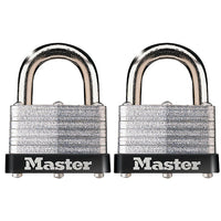 Cadenas Master Lock en acier laminé avec armure de 38 mm, type A à clé, paquet de 2-Cadenas