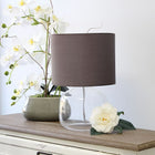Lampe de table en verre Simple Designs avec abat-jour en tissu, transparent avec abat-jour gris-9  po x 9  po x 13   po