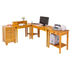 Winsome - Ensemble pour bureau à domicile Studio, 5 pièces, fini miel-En bois de hêtre massif au fini miel