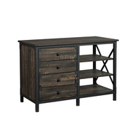 Sauder 42"W La Collection Steel River Crédence - Finition Carbon Oak-Trois tiroirs dotés de glissières à extension complète pour un rangement polyvalent