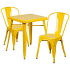 Flash Furniture – Ensemble avec table et 2 chaises empilables, intérieur/extérieur, métal, jaune (CH31330230YL)-Ensemble de table et chaises