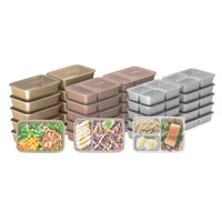 Bentgo - Prep Kit de préparation de repas 60 pièces - Collection Gleam Metallics-Plateaux De Repas Parfaits Pour Les Portions : pas besoin de mesurer vos portions - le volume est déjà en relief sur le plateau