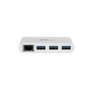 StarTech - Concentrateur USB 3.0/USB-C 3 ports plus Gigabit Ethernet, blanc (HB30C3A1GEA)-Taille compacte, parfait pour le transport ou pour le placement sur bureau