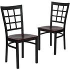 Flash Furniture - Chaise de restaurant de la série HERCULES en métal noir à dossier fenêtre - siège en bois d'acajou-Conception à dossier fenêtre